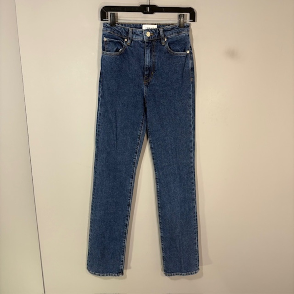 FRAME The Ruler Jeans Womens 24 Blue Med Wash High Rise Straight Stretch Denim